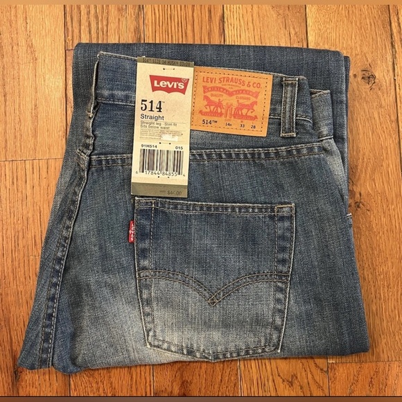 Levis Levi’s Jeans 514 Straight Slim Denim Jeans Mens 33x28 New Blue - Picture 2 of 8